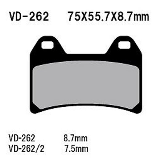 VESRAH SEMI-METALLIC BRAKE PADS, VD-262/2