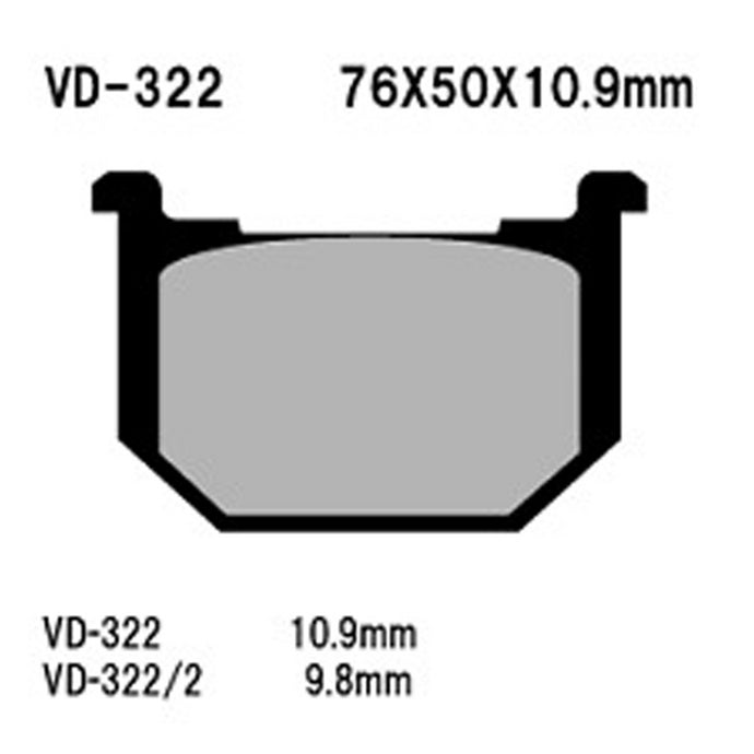 VESRAH SEMI-METALLIC BRAKE PADS, VD-322/2