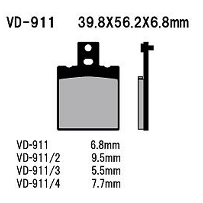 VESRAH SEMI-METALLIC BRAKE PADS, VD-911/2