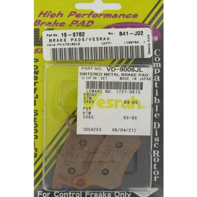 VESRAH SINTERED METAL BRAKE PADS, VD-9006JL