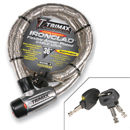 TRIMAX IRONCLAD FLEXIBLE ARMOR PLATED CABLE LOCK - 36