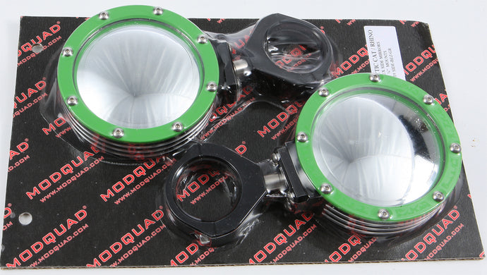 BILLET SIDE MIRRORS ROUND W/BEZEL GREEN 1.75