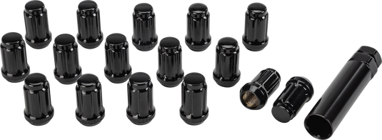 16/PK 12MMX1.25 TAPERED LUG NUTS 60' SPLINED BLACK RLUG-CS19B image 1