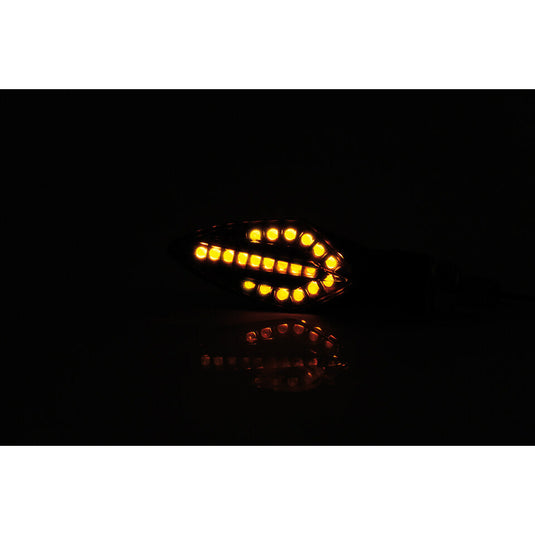FORK SEQUENTIAL TURN SIGNAL SMOKED LENS PAIR BLACK 204-042 image 2