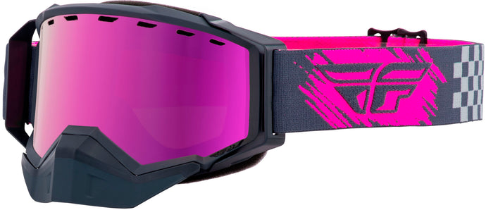 ZONE SNOW GOGGLE GREY/PINK W/ PINK MIRROR/ROSE LENS FLB-051 image 1