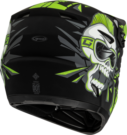 YOUTH MX-46Y UNSTABLE HELMET MATTE BLACK/GREEN YS D3465220 image 4