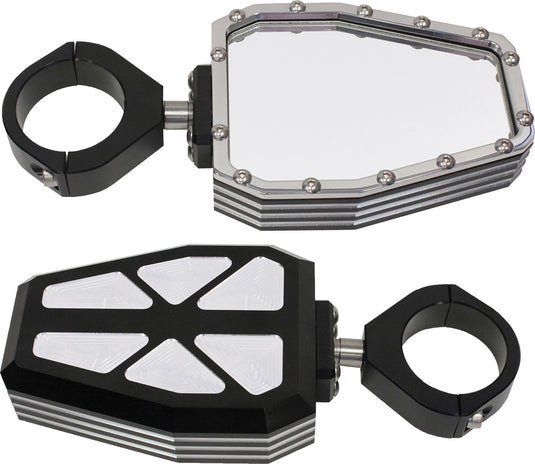 BILLET SIDE MIRRORS DIAMOND W/BEZEL POLISHED 1.75