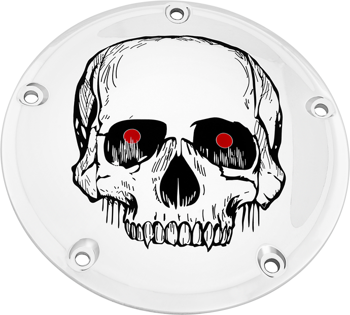 7   M8 FLT/FLH DERBY COVER SKULL CHROME SKUL33-46 image 1