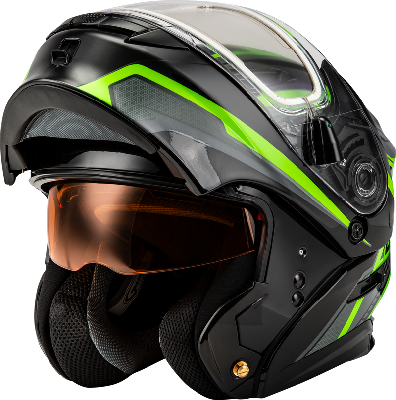 Load image into Gallery viewer, MD-01S TRANSISTOR SNOW HELMET W ELEC SHLD BLK/GREY/GREEN LG M401391316 image 5
