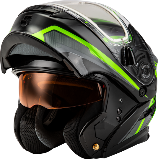 MD-01S TRANSISTOR SNOW HELMET W ELEC SHLD BLK/GREY/GREEN LG M401391316 image 5