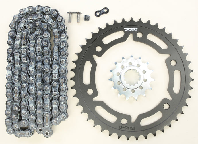 SPROCKET/CHAIN KIT STL/STL 15/43T SIL RX3 520-114L BLK CK6341 image 1