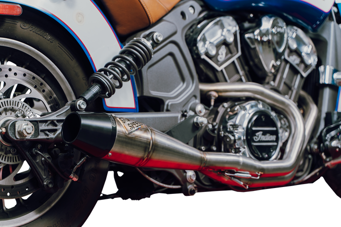 INDIAN SCOUT MID LENGTH BRUSHED SS W/ BLK END CAP 930-01365 image 1