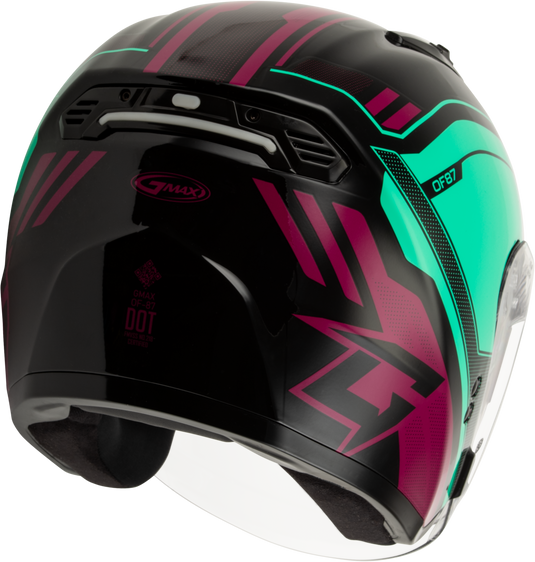 OF-87 DUKE HELMET W/LED LIGHT BLK/AQUA/CORAL 2X O11871178 image 3