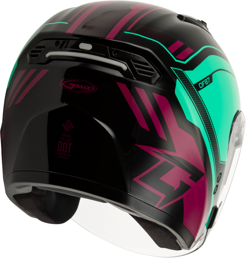 Load image into Gallery viewer, OF-87 DUKE HELMET W/LED LIGHT BLK/AQUA/CORAL XS O11871173 image 3
