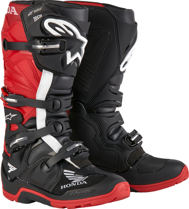 HONDA TECH 7 ENDURO DRYSTAR BLACK/BRIGHT RED SZ 11 2012723-1303-11 image 1