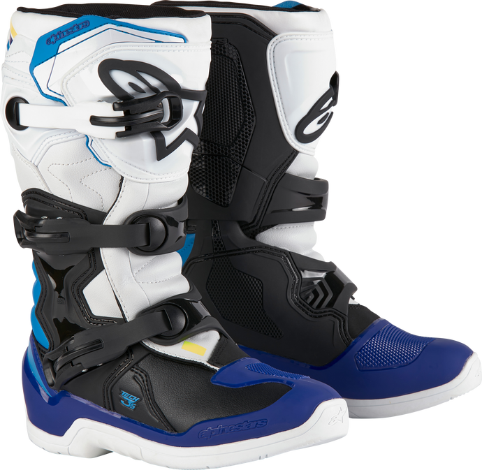 TECH 3S YOUTH BOOTS WHT/BLK/ENAMEL BLUE SZ 8 2014024-2179-8 image 1