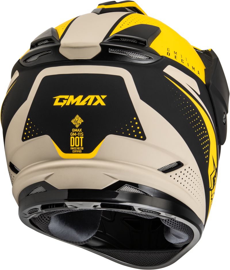 Load image into Gallery viewer, GM-11 DECIMA HELMET MATTE BLACK/YELLOW/GREY MD A11161225 image 4
