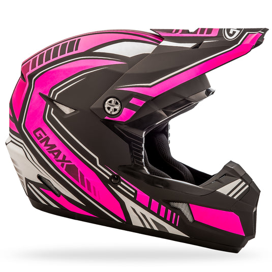 YOUTH MX-46Y OFF-ROAD UNCLE HELMET MATTE BLACK/PINK YS G3467400 F.TC-14 image 2