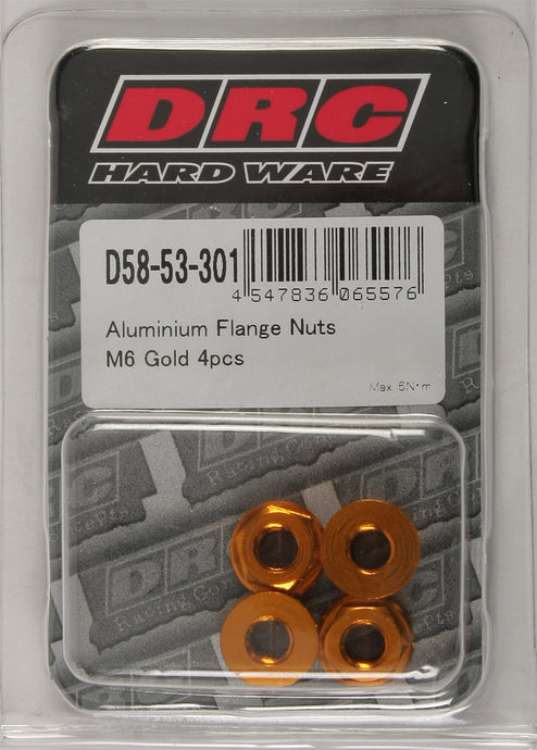 ALUMINUM FLANGE NUTS GOLD M6X12MM 4/PK D58-53-301 image 1
