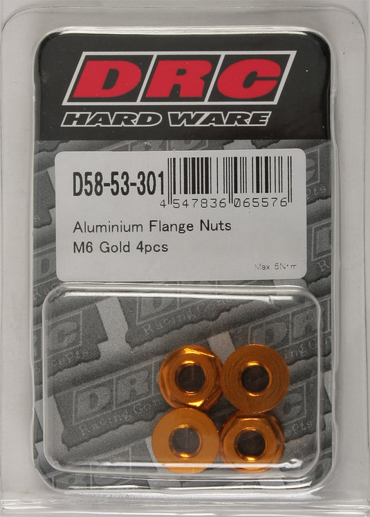 ALUMINUM FLANGE NUTS GOLD M6X12MM 4/PK D58-53-301 image 1