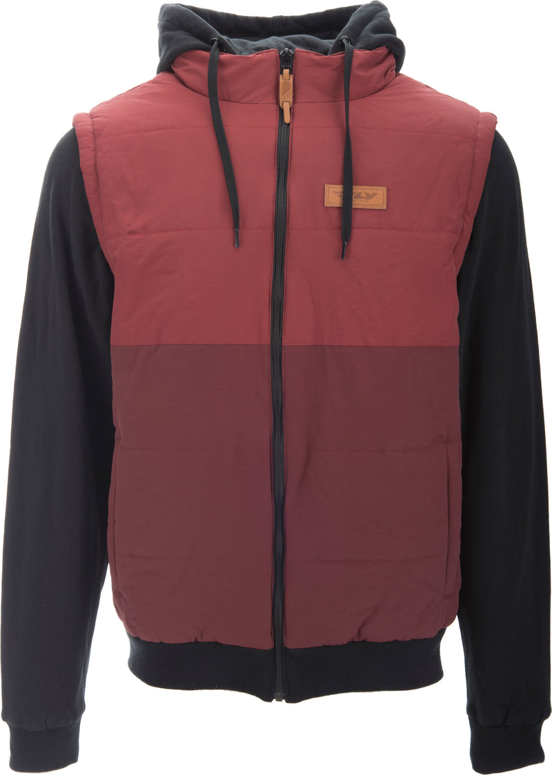 Load image into Gallery viewer, FLY NEVER QUILT HOODIE BURGUNDY/BLACK XL 354-0209X image 1
