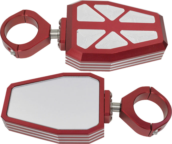 BILLET SIDE MIRRORS DIAMOND RED 1.75