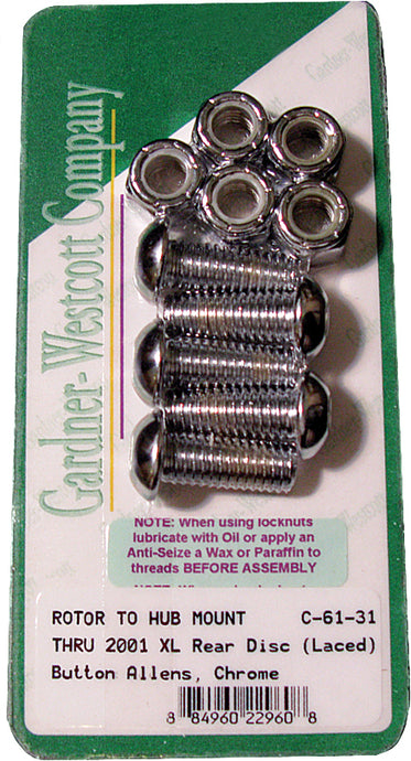 REAR BRAKE ROTOR ALLEN BOLTS 92-UP BIG TWIN LACED WHEEL C-61-31 image 1