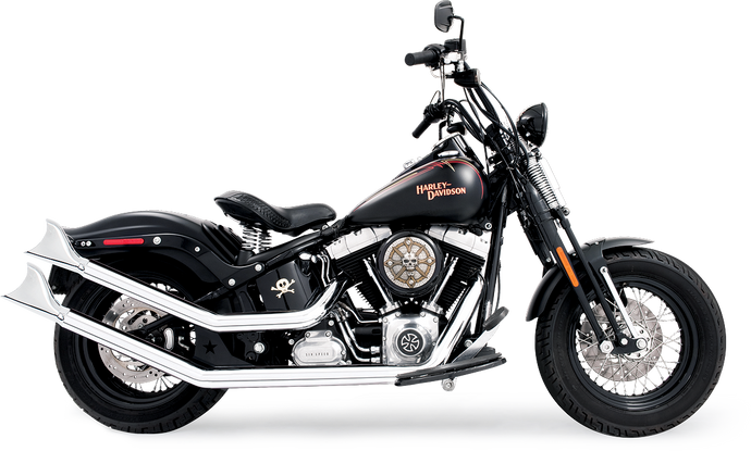 UPSWEEP W/FISHTAILS CHROME `86-17 SOFTAIL HD00264 image 1