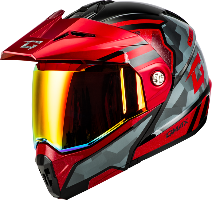 MD-74 STRIKER MODULAR HELMET W RED SHIELD BLK/GRY/RD MTLC SM M17411154 image 1