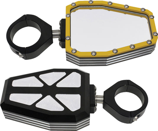 BILLET SIDE MIRRORS DIAMOND W/BEZEL YELLOW 1.75