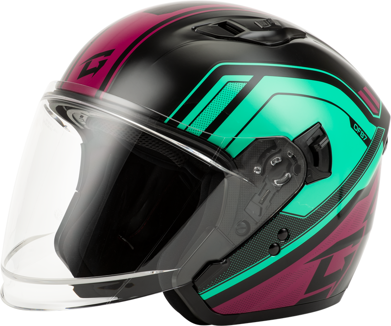Load image into Gallery viewer, OF-87 DUKE HELMET W/LED LIGHT BLK/AQUA/CORAL 2X O11871178 image 2
