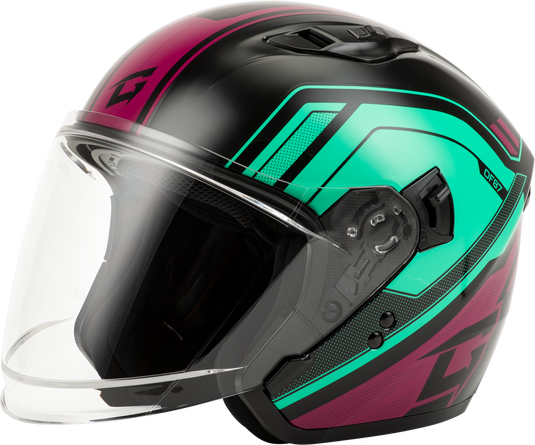 OF-87 DUKE HELMET W/LED LIGHT BLK/AQUA/CORAL LG O11871176 image 2