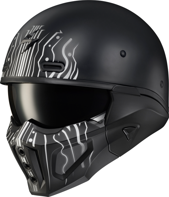 COVERT X OPEN-FACE HELMET TRIBE MATTE BLACK/WHITE XL COX-1306 image 1