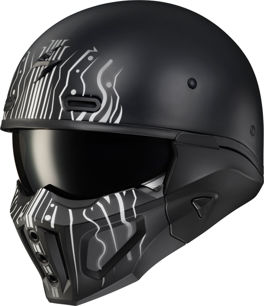 COVERT X OPEN-FACE HELMET TRIBE MATTE BLACK/WHITE MD COX-1304 image 1