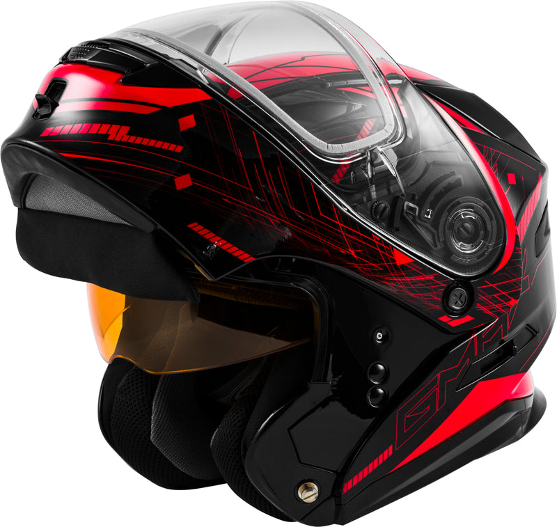 Load image into Gallery viewer, MD-01S MODULAR WIRED SNOW HELMET BLACK/RED SM G2011204D TC-1-ECE image 2
