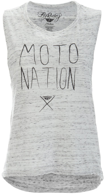 FLY MOTO NATION WOMEN'S MUSCLE TEE WHITE/MARBLE MD 356-0404M image 1