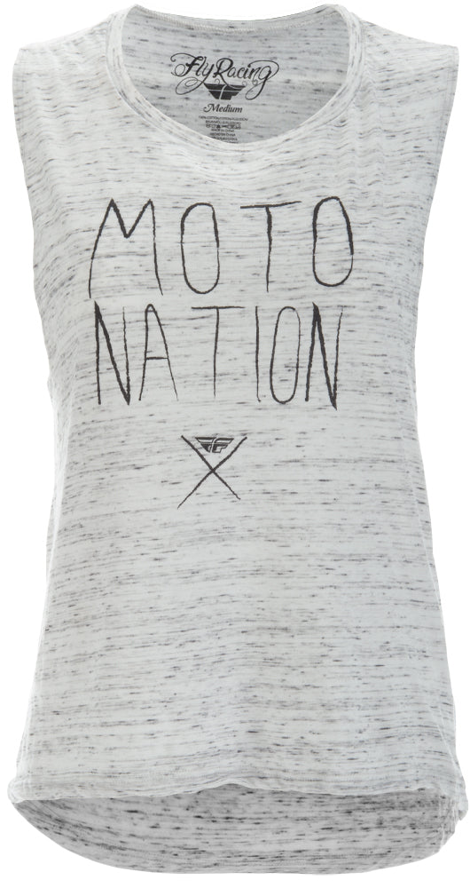 FLY MOTO NATION WOMEN'S MUSCLE TEE WHITE/MARBLE MD 356-0404M image 1