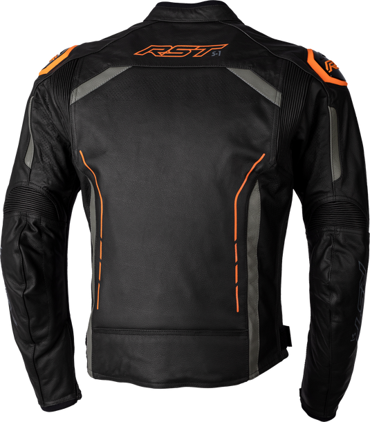 S1 CE JACKET BLACK/GREY/NEON ORG LTHR LG 102977ORG-44 image 2