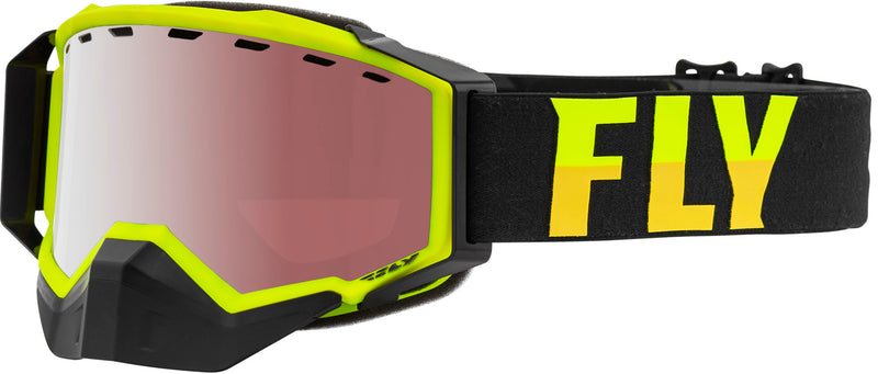 Load image into Gallery viewer, ZONE PRO SNOW GOGGLE HI-VS/BLK W/ SILVER MIR/POLARIZED ROSE FLB-058 image 1
