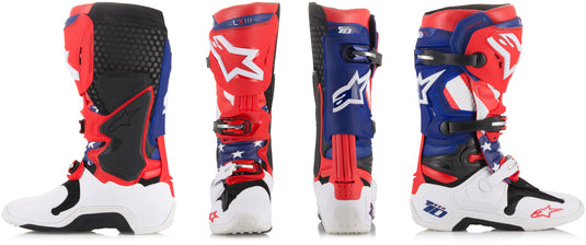 TECH 10 NATIONS BOOTS BLACK/RED/WHITE SZ 10 2010014-732-10 image 2