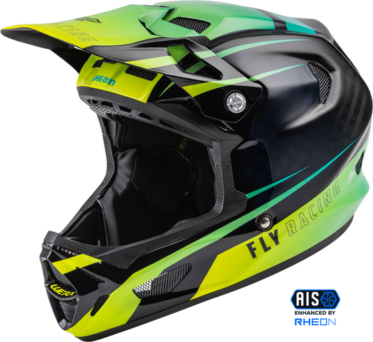 YOUTH WERX-R CARBON HELMET HI-VIS/TEAL CARBON YL 73-9223YL image 1