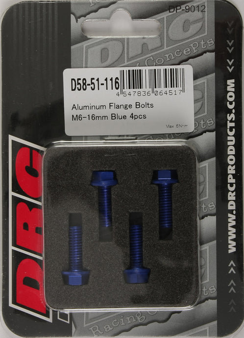 ALUMINUM FLANGE BOLTS BLUE M6X16MM 4/PK D58-51-116 image 1