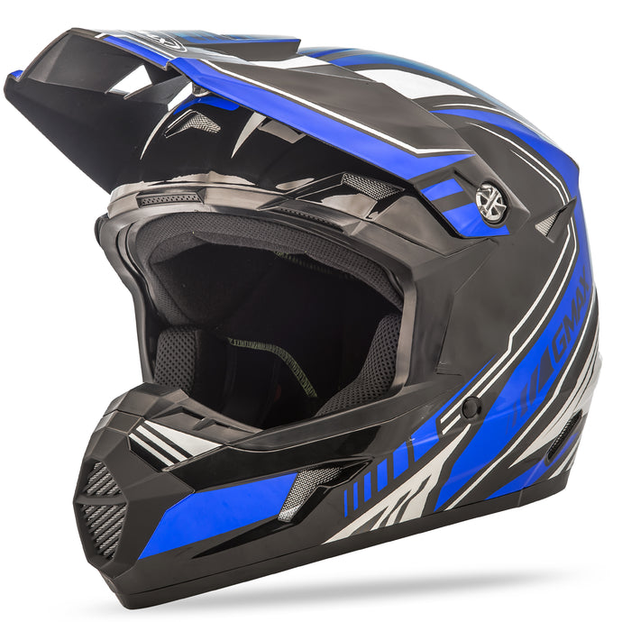 YOUTH MX-46Y OFF-ROAD UNCLE HELMET BLACK/BLUE YS G3467210 TC-2 image 1