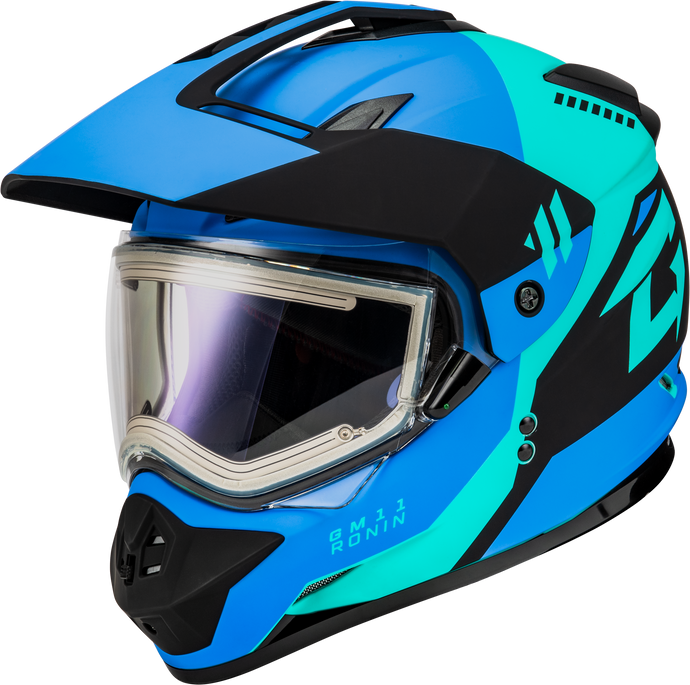 GM-11S RONIN SNOW HELMET W/ ELEC SHIELD MATTE BLK/BLUE XL A4115117 image 1