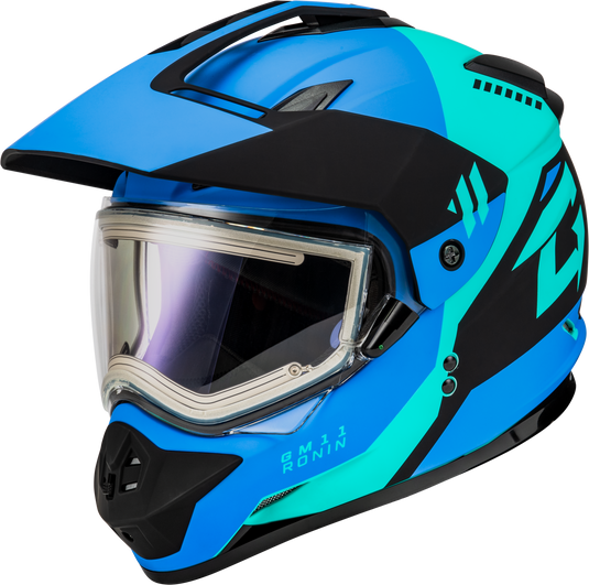 GM-11S RONIN SNOW HELMET W/ ELEC SHIELD MATTE BLK/BLUE 3X A4115119 image 1