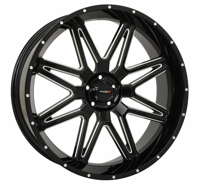 ST7 WHEEL 24X9 5+4 (0MM) 4/156 GLOSS BLACK MILLED 24S3-7256 image 1