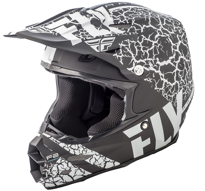 F2 CARBON FRACTURE HELMET MATTE BLACK/WHITE XL 73-4171-5-X image 1