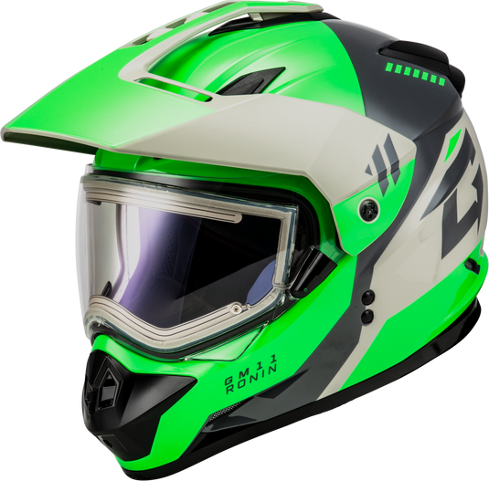 GM-11S RONIN SNOW HELMET W/ ELEC SHIELD GREEN/GREY SM A41151164 image 1