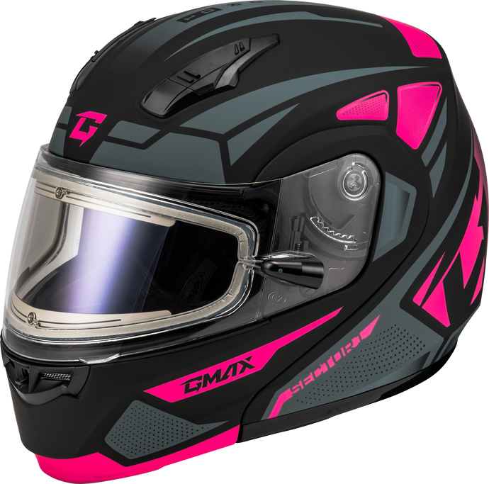 MD-04S SECTOR SNOW HELMET W/ ELEC SHIELD MATTE BLACK/PINK M M4043175 image 1