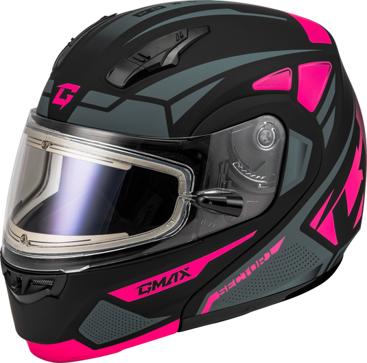 MD-04S SECTOR SNOW HELMET W/ ELEC SHIELD MATTE BLACK/PINK M M4043175 image 1